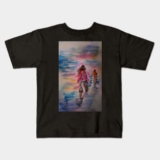 A Walk by the Sea Watercolor Dream Art Kids T-Shirt